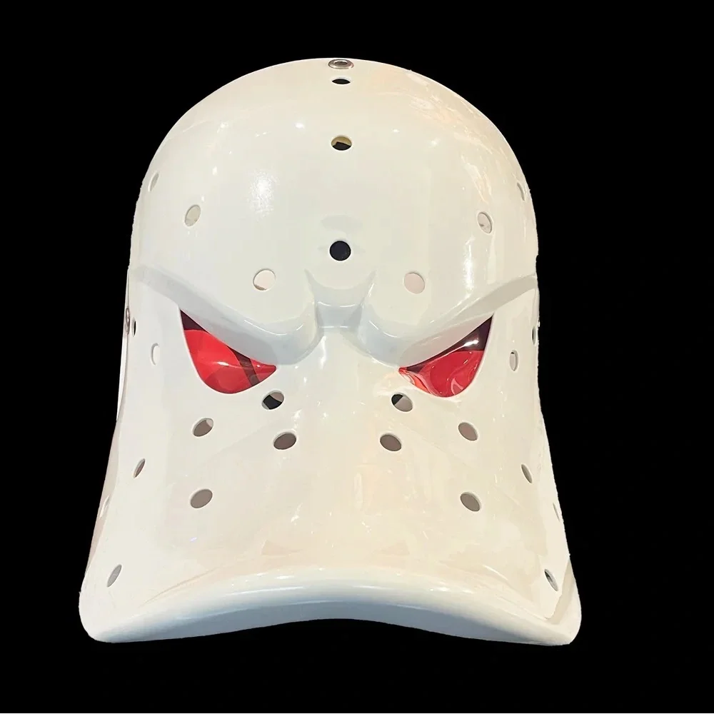 White Hockey Mask with Red Accents